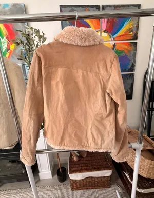 Y2K Penny Lane Genuine Suede Leather Faux Fur Trim Fall Bohemian Jacket Size L thumbnail 15