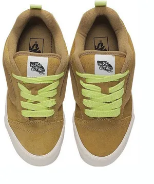 NEW VANS KNU SKOOL SNEAKERS Suede M-8 W-9.5 GOLDEN HOUR ANTELOPE / Green thumbnail 1