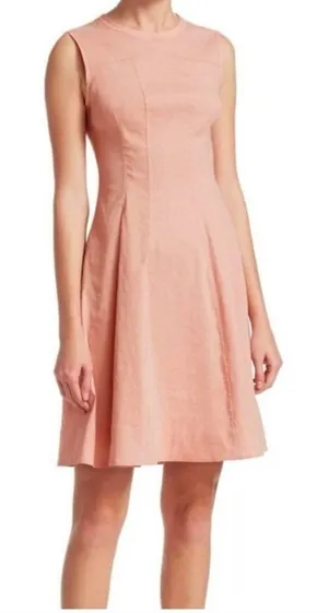 Theory‎ Modern Tea Dress Ballet Pink Organic Crunch Wash Linen Blend Size 8 thumbnail 1