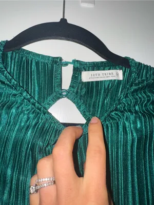 12th Tribe Tate Emerald Plisse Mini Dress thumbnail 7