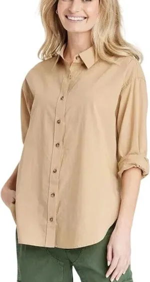 Universal Threads Beige Button-Down Shirt thumbnail 1
