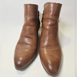 FRYE Judith Double Zip Brown Leather Almond Toe Ankle Boots thumbnail 4