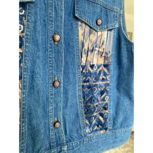 Saint Germain Embroidered Denim Vest Boho Western Artisan Vintage Ranch Festival thumbnail 5