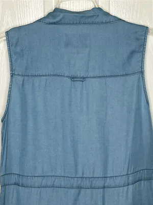 Sanctuary Sleeveless Chambray Utility Vest Light Blue Sz L Lyocell thumbnail 8