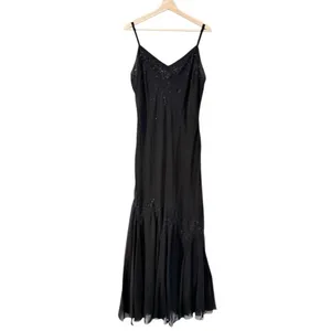R&M RICHARDS Long Maxi Chiffon Beaded Spaghetti Strap Cocktail Dress thumbnail 3