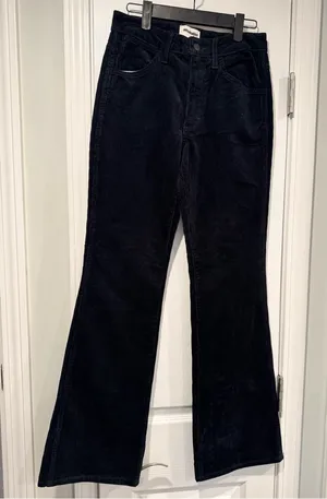 NWOT Wrangler Corduroy Flare Pants Size 6 Black High Rise Stretch thumbnail 1