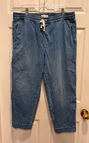Free Assembly Womens Light Wash Denim Jogger Pants Size L Elastic Waist Stretch thumbnail 1