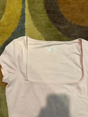 SWS Essentials NWOT Contour Light Pink Short Sleeve Square Neck Bodysuit Thong Size Medium thumbnail 2