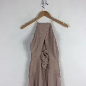 ASOS Design Bridesmaid Pink Blush Pinny Ruched Bodice Chiffon Maxi Dress Size 2 thumbnail 14