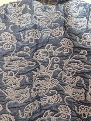 Chenille Embroidered Floral Jacquard Quilted Cottagecore Button Front Jacket Med thumbnail 6