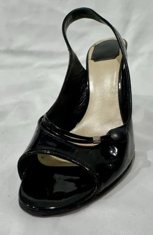 Christian Dior Black Patent Leather Peep Toe Slingback Heel Single Shoe 38.5 thumbnail 1