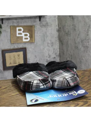 NWT Isotoner Womens Plaid Valerie Bootie Slipper 8252 Ash Black Multi L (8-9) thumbnail 6