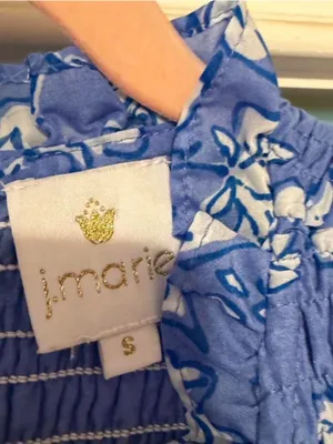 Girls' Blue Floral Smocked Cotton Dress thumbnail 3