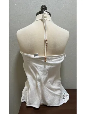 Vintage Y2K Charlotte Russe Halter Top Sz L White Boho thumbnail 3