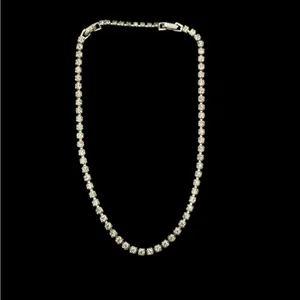 Vintage Estate Silver Clear Rhinestones Necklace Classic Formal thumbnail 4