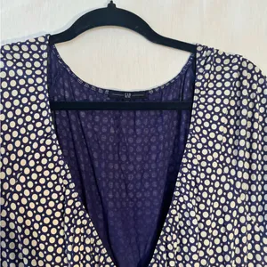 GAP Navy and White Dot Empire-Waist Midi Dress thumbnail 2