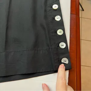 John Mark Black Wide-Leg Cropped Pants Button Accents Womens Large Tencel‎ *FLAW thumbnail 4