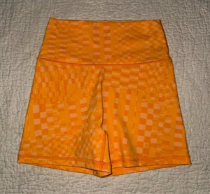 NWOT Aerie Orange‎ Checkered Shorts Size Medium thumbnail 1