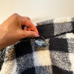 32 Degrees Heat Womens Buffalo Plaid Sherpa Fleece Full Zip Jacket Black White S thumbnail 5