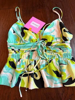 Silks Alexa Abstract Print Sleeveless Peplum thumbnail 1