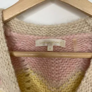 Loveshackfancy Deena Alpaca Wool Rainbow Pastel Zig Zag Cardigan Womens Small thumbnail 4