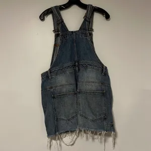 HM Trend Blue Denim Overall‎ Dress Distressed Frayed Hem Womens Size 6 Jumper thumbnail 5