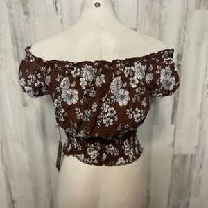 J for justify Brown top off the shoulders thumbnail 3