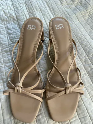 bp Nude Beige Knotted Strappy Square-Toe Heels thumbnail 3