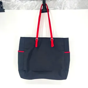 Escada Large Nylon Shopper Tote Black Red Shoulder Bag Travel Tote thumbnail 3