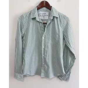 Frank & Eileen Barry Stripe Tailored Green White Button Down Shirt Cotton SZ‎ XS thumbnail 4