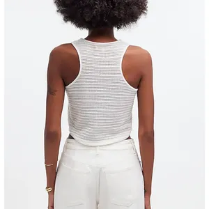 Madewell Crochet Knit Cutaway Tank Cropped Lighthouse Cotton Blend Cream XS NWT thumbnail 3