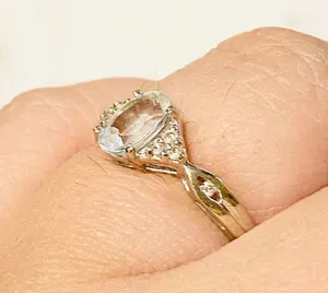 Aquamarine & Diamond Ring 10K White Gold Size 6.75 thumbnail 3