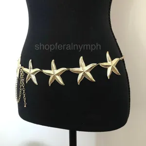 Vintage Y2K Mermaidcore Gold Starfish Chain Belt, Fits 13–44 Inches, X7GA1161 thumbnail 3