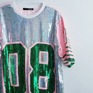 Sequin Jersey Graphic Short Sleeve Shirt Dress thumbnail 3