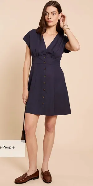 NWT Few Moda Lilia Dress size XS Navy blue buttons mini dress CAARA thumbnail 1