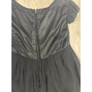 Leon Max Limited Edition Black 100% Silk Empire Waist Ruffle Cap Sleeve Dress‎ M thumbnail 10