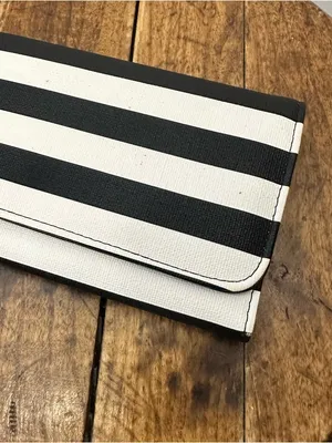 Kut From the Cloth Black and White Striped Wallet Mod Punk Minimalist Maximalist thumbnail 3