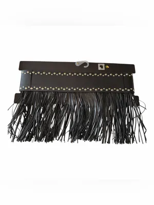 NWT House of Harlow 1960 Black Fringe Western Belt with Silver Hardware Medium thumbnail 4
