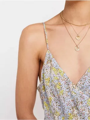Free People All My Love Wrap Dress Blue Yellow Floral Mini Ruffle Hem size M thumbnail 2