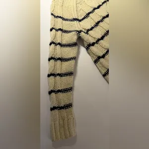 J. Jill Cream & Navy Striped Crew Pullover Preppy Cable Knit Raglan Sweater XS thumbnail 8