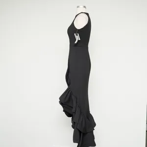 Betsy & Adam. Arielle Scuba Crepe Ruffle‎ Slit Gown. thumbnail 6