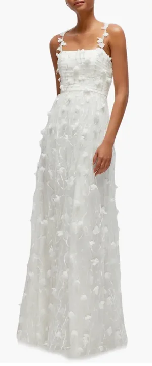 NEW Dessy Collection 3D Floral Embroidered Ivory Gown sz 14 thumbnail 1