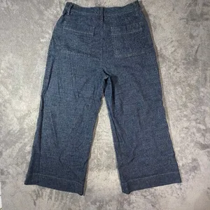EVEREVE Women’s 29 Blue Chambray Wide Leg Crop Pants Button Fly Patch Pockets thumbnail 10