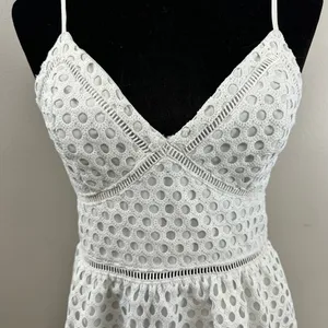 Abercrombie & Fitch White Crochet Lace Eyelet Strappy Mini Dress thumbnail 3
