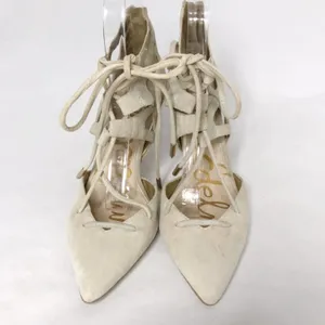 Sam Edelman Zavier Suede Lace-up Pumps Heels Shoes Bone Cream Women 6 thumbnail 3