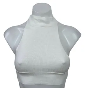 NEW Avila BY DN Naya Ivory White High Neck Racerback Ribbed Crop Top Size XS thumbnail 1