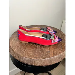Dream Walkers Women Pink Purple Metallic Bow‎ Pointed Toe Flats Size 38 thumbnail 3