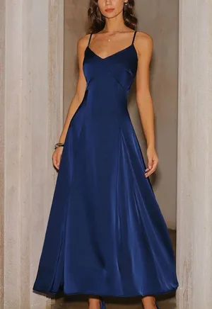 Rihoas Navy A-Line Slip Maxi Dress thumbnail 1