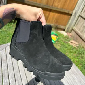 Eileen Fisher Splash Waterproof Suede Chelsea Bootie in Black,‎ size 5.5 thumbnail 9