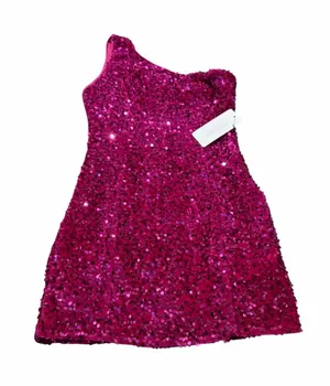 AMERICAN THREADS pink sequin one shoulder dress nwt thumbnail 1
